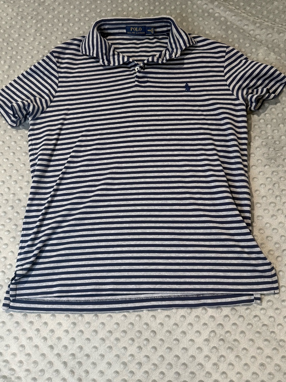 Polo by Ralph Lauren Women's Navy and Grey Striped Polo shirt - Picture 1 of 3